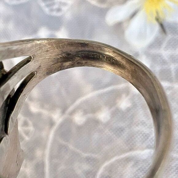 Vintage 60's/70’s Natural Turquoise & Coral Solid Sterling Ring - Picture 5 of 10